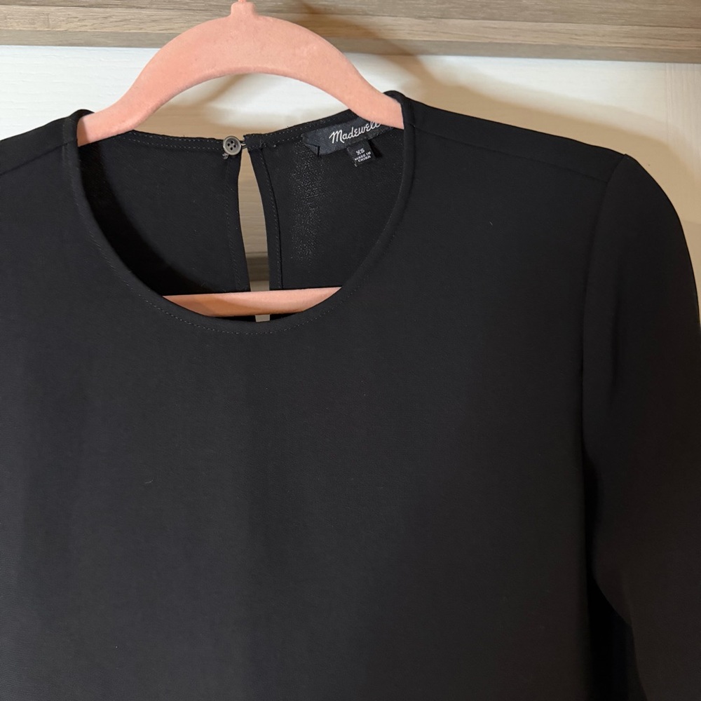Madewell Black Elegant Bell Sleeve Women's Woven Top XS - Picture 3 of 6
